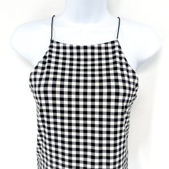 2/$30 Gaze Gingham Check Plaid Print Pattern Black White Cropped Tank Top Crop - Picture 4 of 5